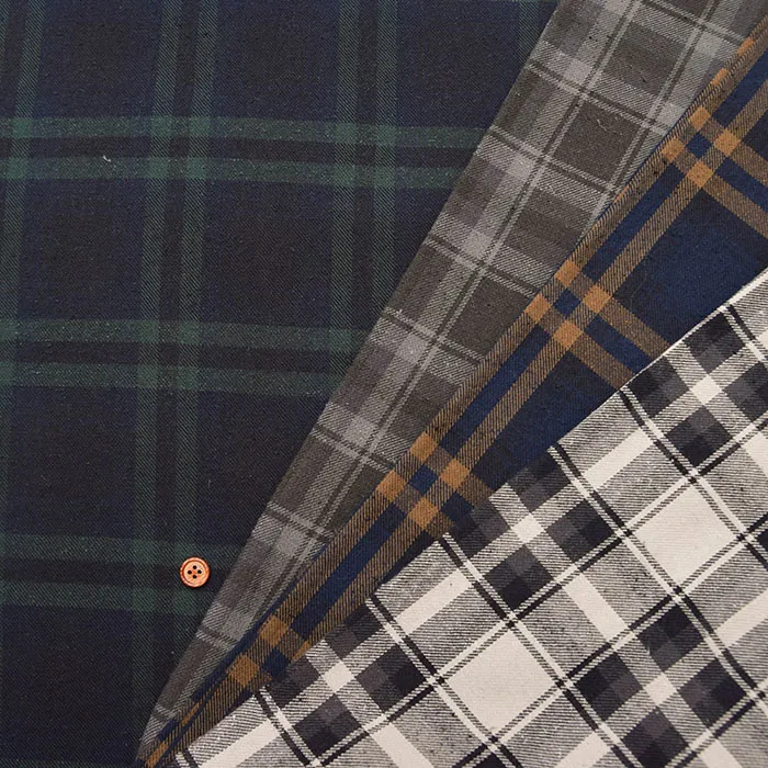 コットンシルク　ネップワッシャー生地　チェック