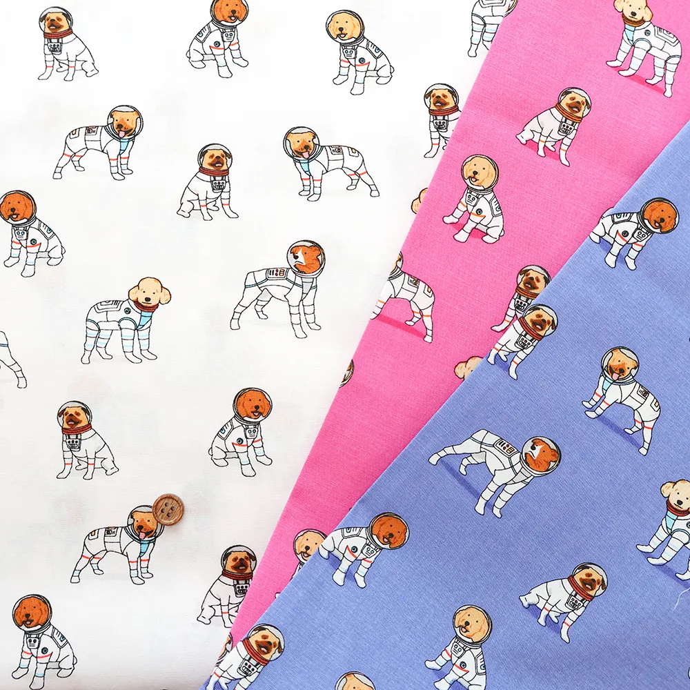 コットンブロードプリント生地　SPACE DOGS
