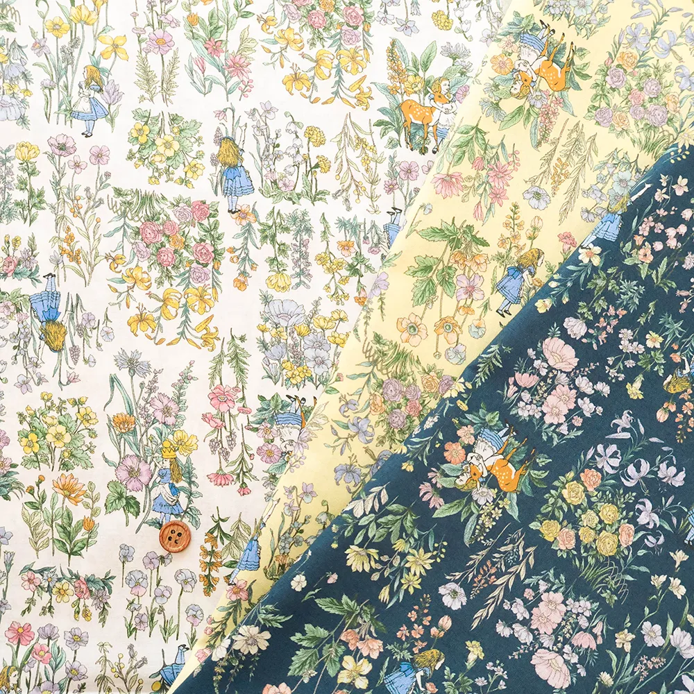 コットン60ローンプリント生地　THE MACMILLAN ALICE　「The Garden of Live Flowers」