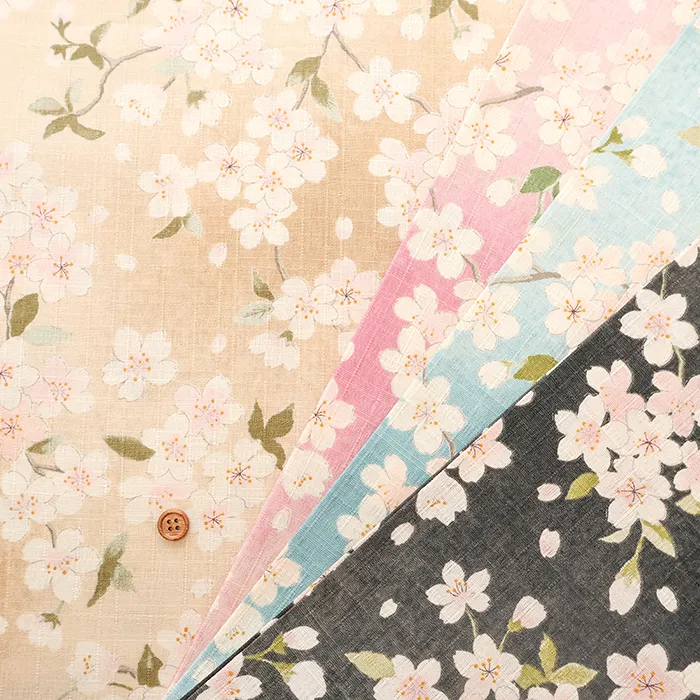 コットンサザンクロスプリント生地　桜